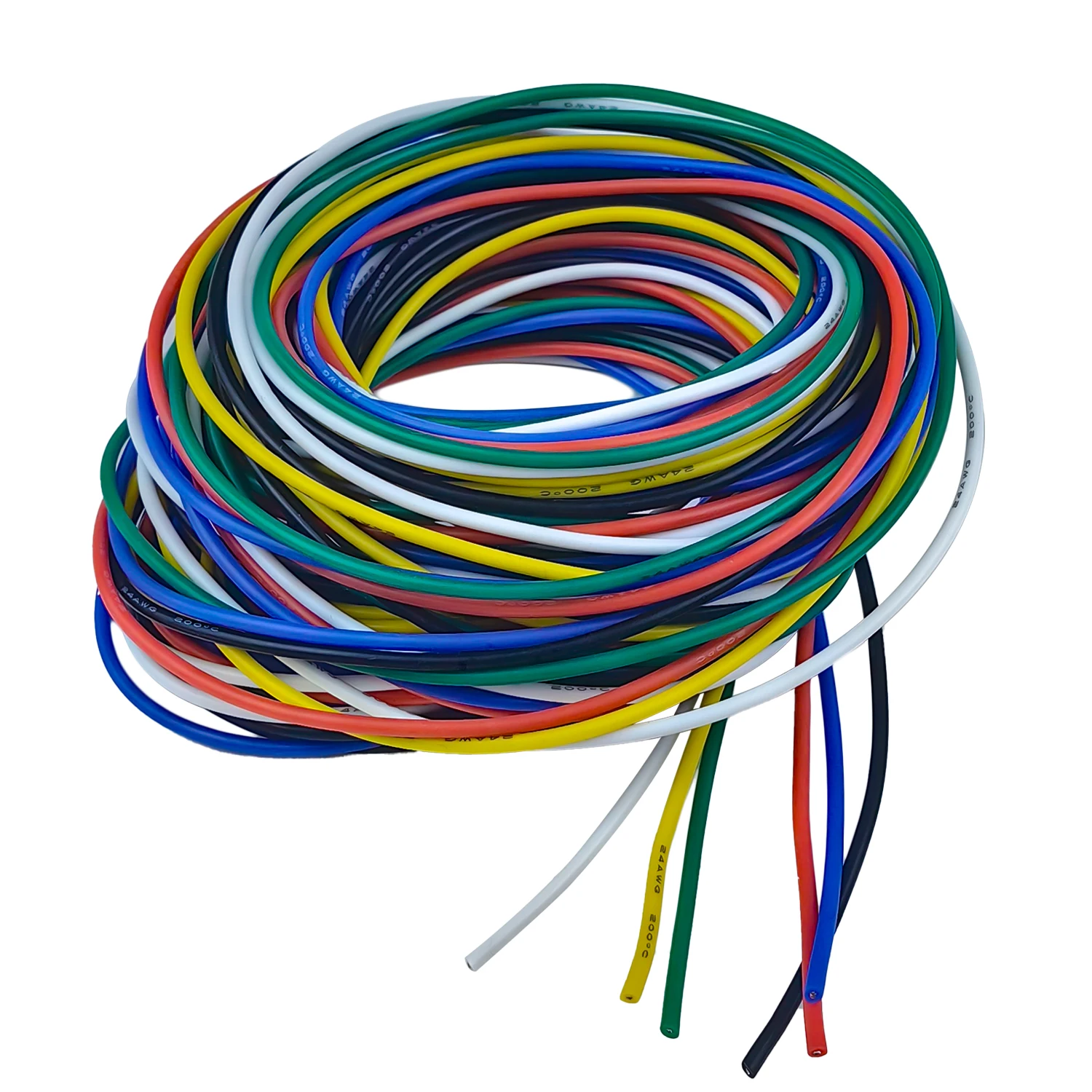 5m/10m 6 Colors 16-18-20-22-24-26-28-30 Gauge Silicone Electrical Wire 300V 22 AWG Stranded Tinned Copper Hookup Wire Kit