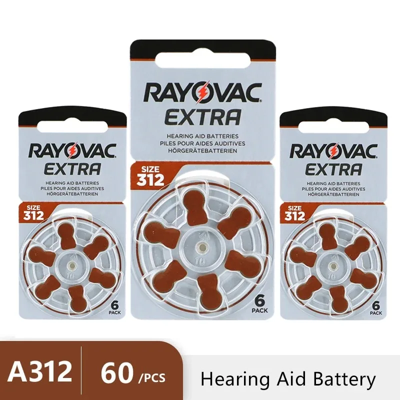 RAYOVAC EXTRA 60 uds Zinc Air Performance baterías para audífonos A312 312A ZA312 312 PR41 batería para audífonos A312 envío gratis