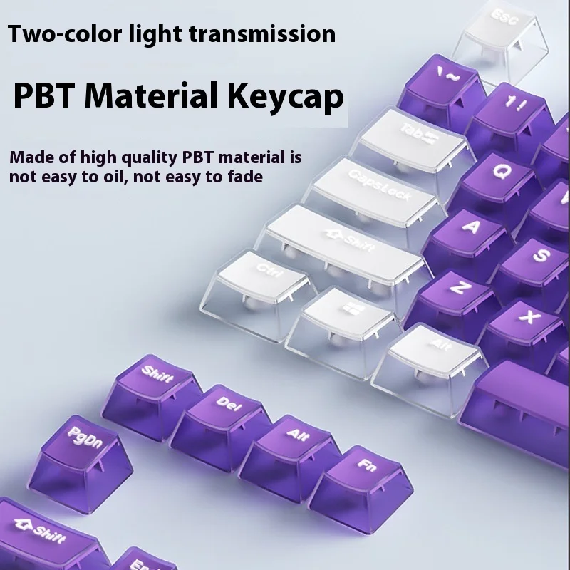 Keycaps Are Transparent On All Sides Oem Height Pbt Material With 114 Exquisite Cool And Lightweight Printed Standard Cross Hole