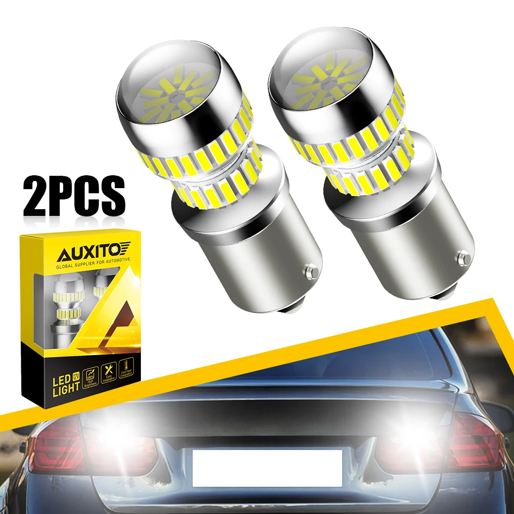 

AUXITO 2Pcs 1156 LED Canbus BA15S P21W LED Bulb Car DRL Brake Parking Position Reverse Signal Lamp Spotlight 12V 6000K White