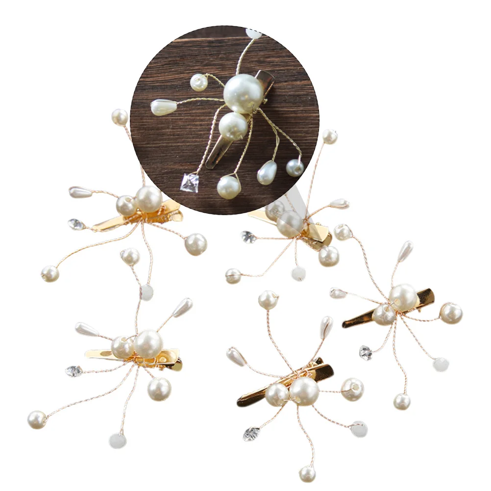 5 قطع من دبوس شعر الزفاف واللؤلؤ على شكل فراشة، قطعة شعر على شكل فيونكة، إكسسوار شعر الزفاف لوصيفات العروس والحفلات الراقصة، غطاء رأس أنيق #6