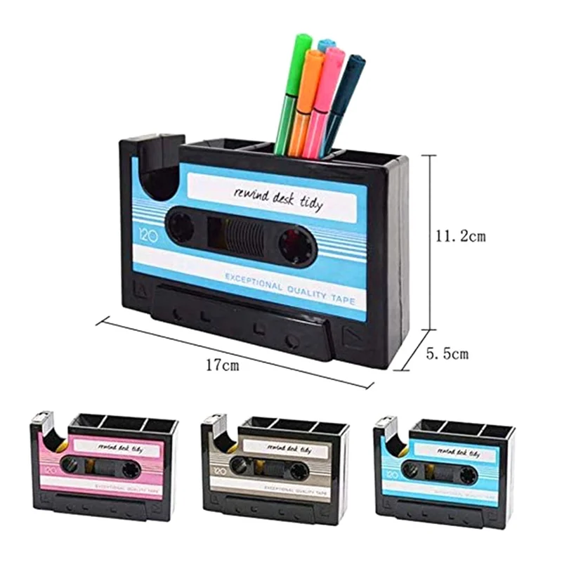 1 шт. диспенсер для ленты, держатель для ручек, ретро-диспенсер для кассетной ленты, забавный милый диспенсер для ленты, синий-черный