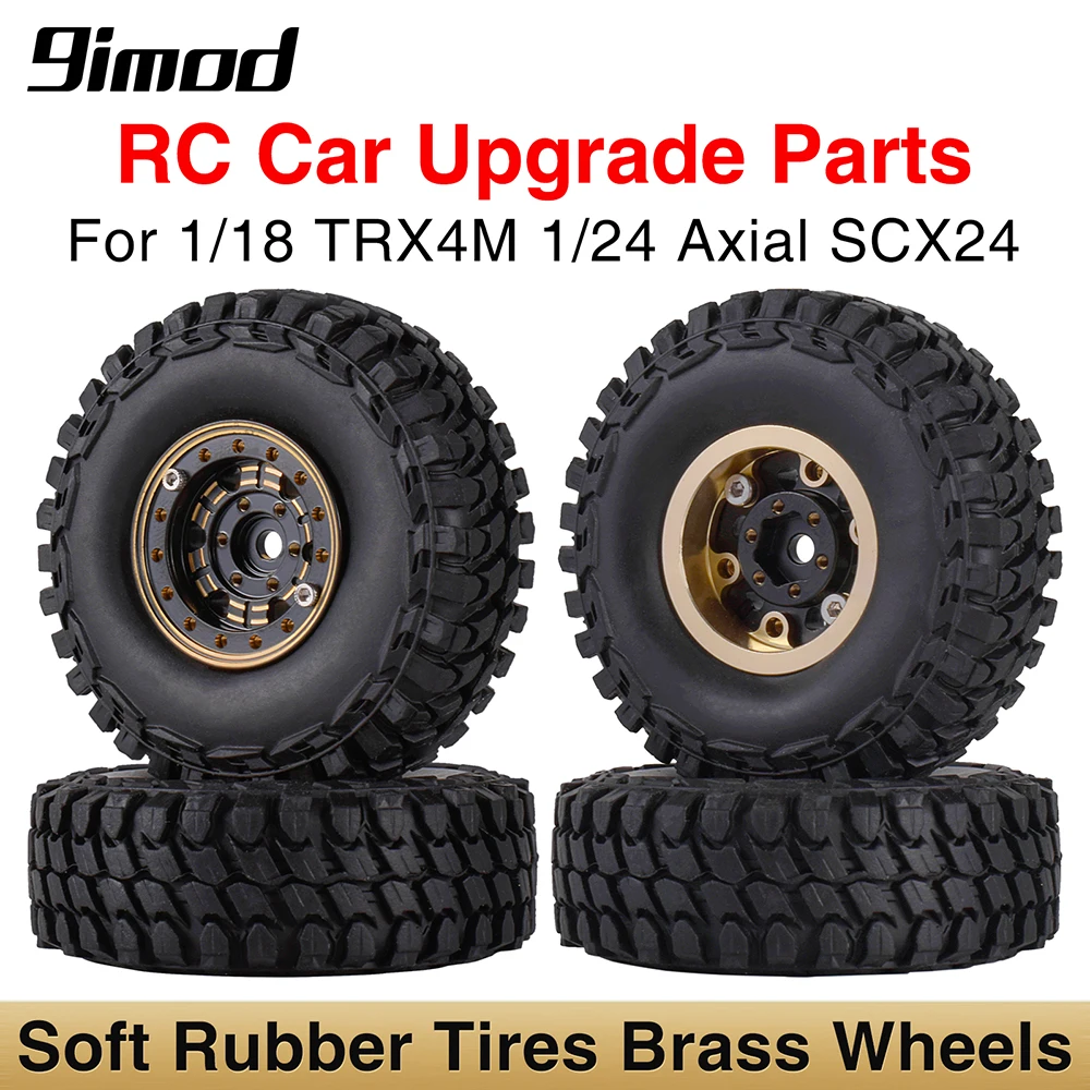 9imod Metal Wheel Rim Beadlock Hub Wheel Rubber Tires Tyres Wheel Rim for 1/18 TRX4M 1/24 SCX24 Wltoys XK 2428 RC Crawler Car