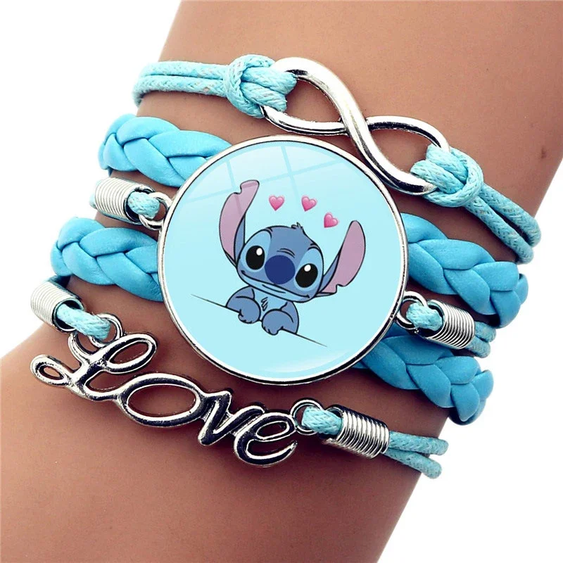 

Disney Cartoon Lilo & Stitch Knitted Bracelet Blue Time Gems Multilayer Bracelet Accessories Toy for Friends Kids Birthday Gifts