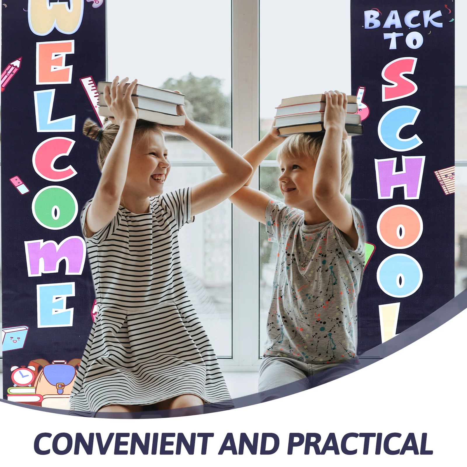 

Welcome Banner Classroom Door Decorations Polyester Decorative Couplet Clear Colors Party Beads Sign