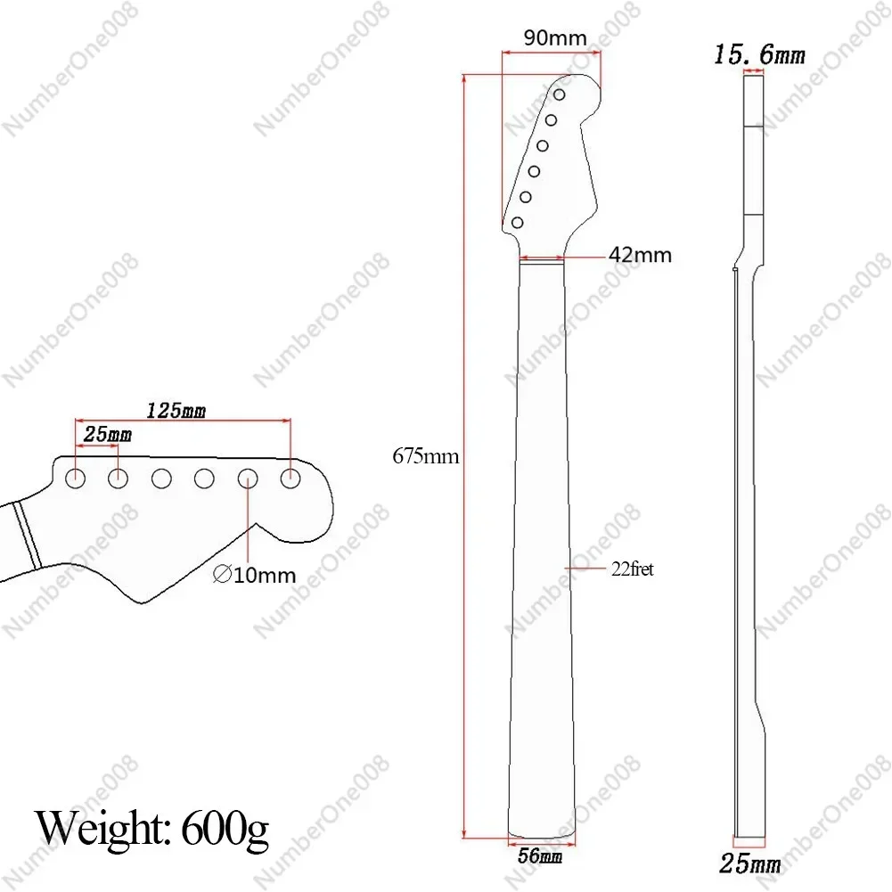 22 Products Maple Fingerboard Electric Guitar Neck Organ Handle for Fenders St Strat -- with Back Middle Line