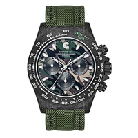 CRONUSART Men Automatic Watch 40mm Chronograph Mechanical Wristwatch Carbon Fibre Case LuminouCamouflage Dial