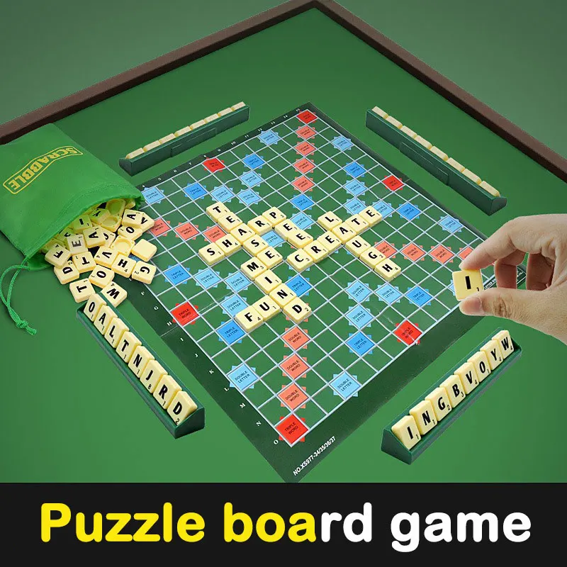 1 peça, solitaire de scrabble em inglês, xadrez do alfabeto, scrabble do alfabeto, jogo de tabuleiro de quebra-cabeça para 2-4 jogadores, jogo de tabuleiro。