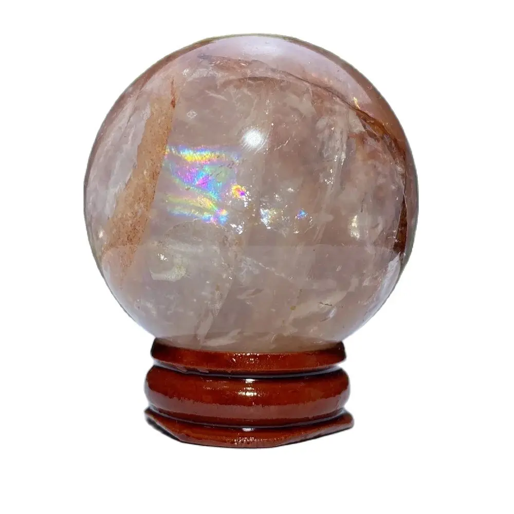 Red Fire Quartz Natural Crystal Ball Energy Meditation Reiki Healing Sphere Mineral Home Decoration Crafts Gifts Gemstones