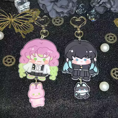 Anime Demon Slayer Keychain Cute Tokitou Muichirou Kanroji Mitsuri Cosplay Costumes Cartoon Key Chain Accessories Pendant