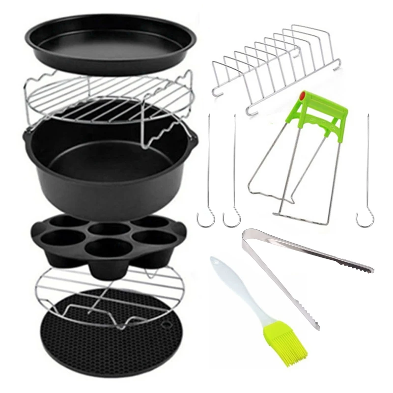 6-8 인치 에어 프라이어 액세서리 12 개 세트, 모든 3.2Qt-6.8Qt 에어 프라이어, 최고의 핫 프라이어 액세서리, 드롭 쉬핑