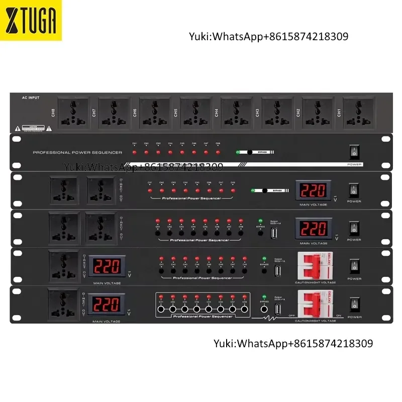 Xtuga CX Series 8 Outlet Professional Audio Video Lighting Surge Protector Rack Mount Power Supply Regulator Sequence