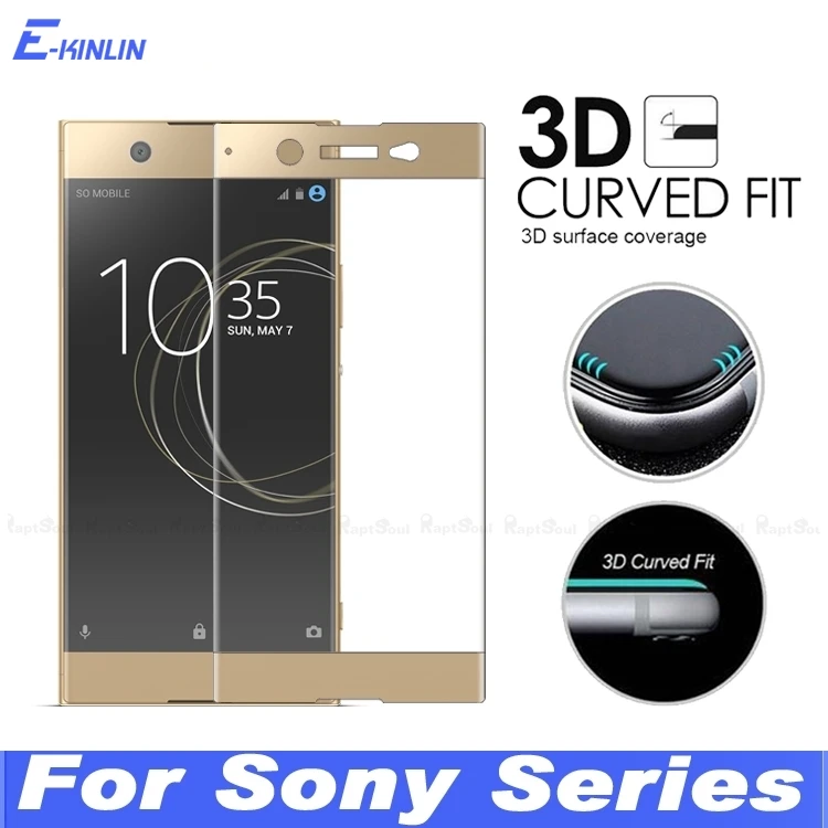 3D Curved Cover Screen Protector Tempered Glass For Sony Xperia XZ3 XZ Premium XZS X XZ1 XZ2 Compact XA XA1 XA2 Ultra Plus