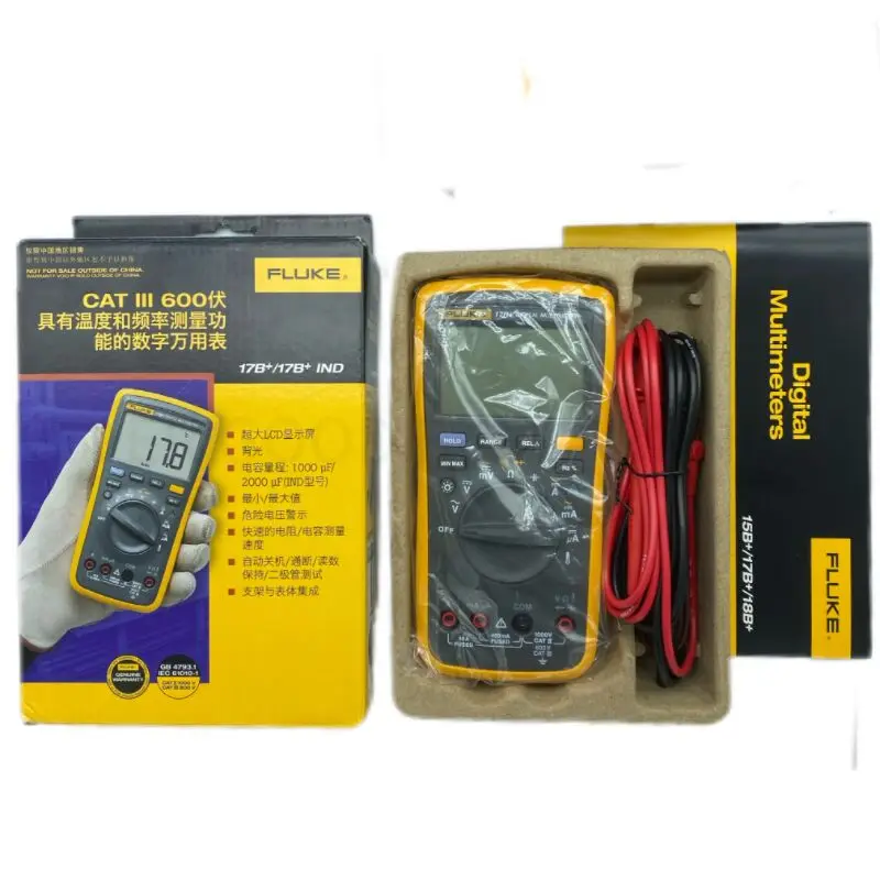 FLUKE 15B+17B+18B+12E+ Portable Digital Multimeter Auto Range DMM AC/DC/Diode/R/C Voltage Current Tester F15B+ F17B+ F18B+ F12E+