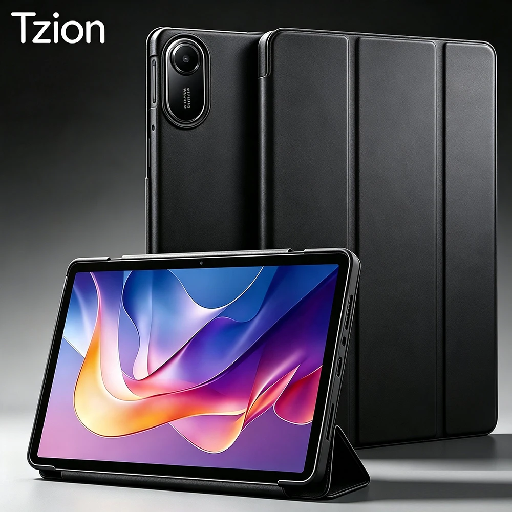 Für Xiaomi Redmi Pad 2 11 Zoll 2025, Weiche Silikon-Tablet-Hülle Ultra-Dünner Dreifach-Faltbarer Ständer PU-Leder Schutzhülle