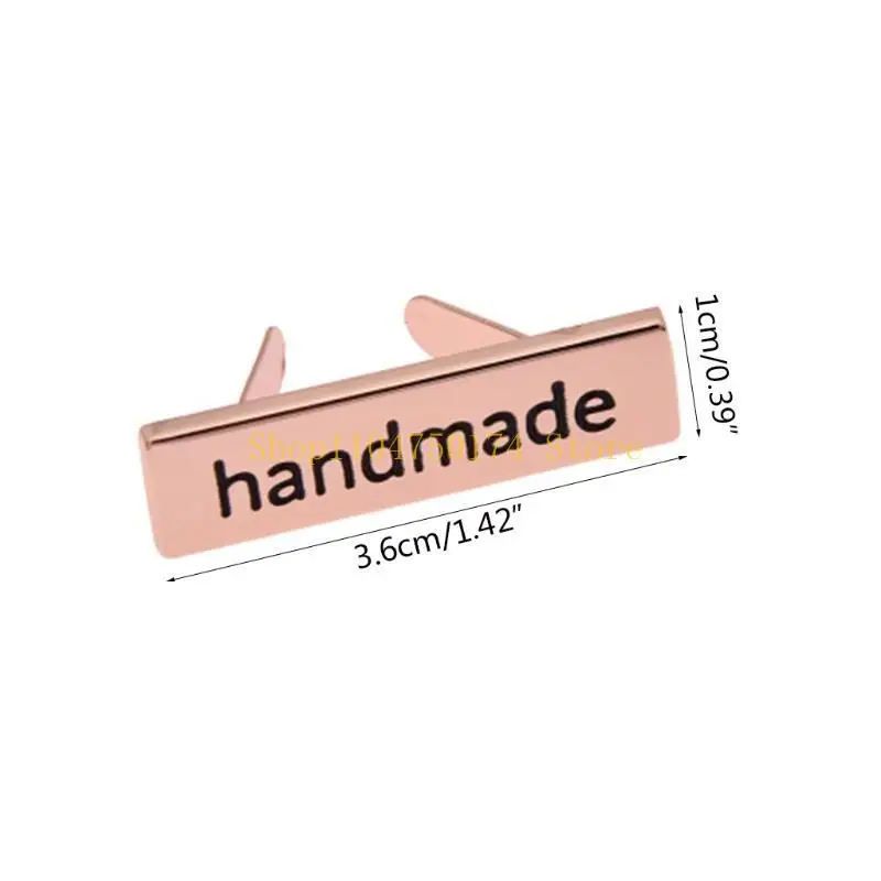 10pcs Metal Handmade Labels Tags for Clothes Jeans Shoes Bags Garment Rectangle Hand Made Printed Label DIY Sewing top sale view 6