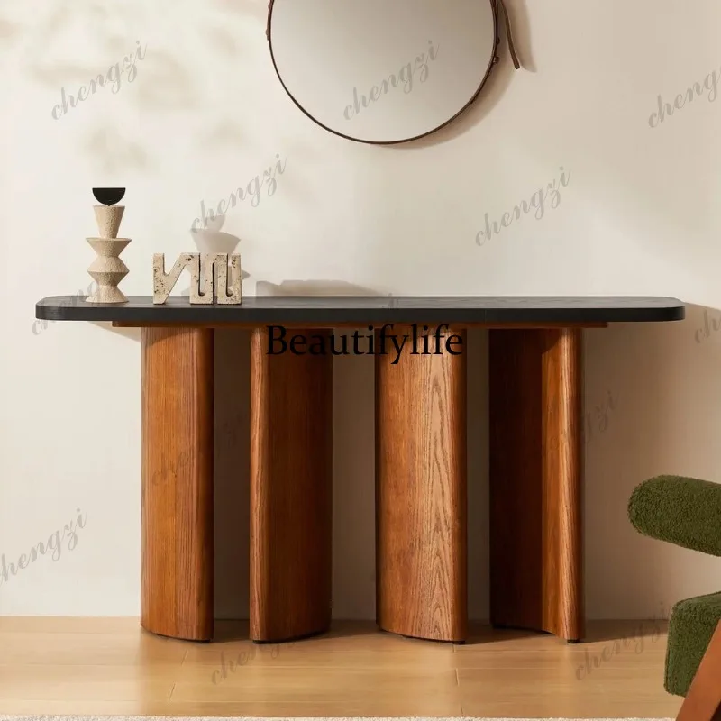 Mid-ancient style solid wood porch foyer decorative table living room sofa back several long tables