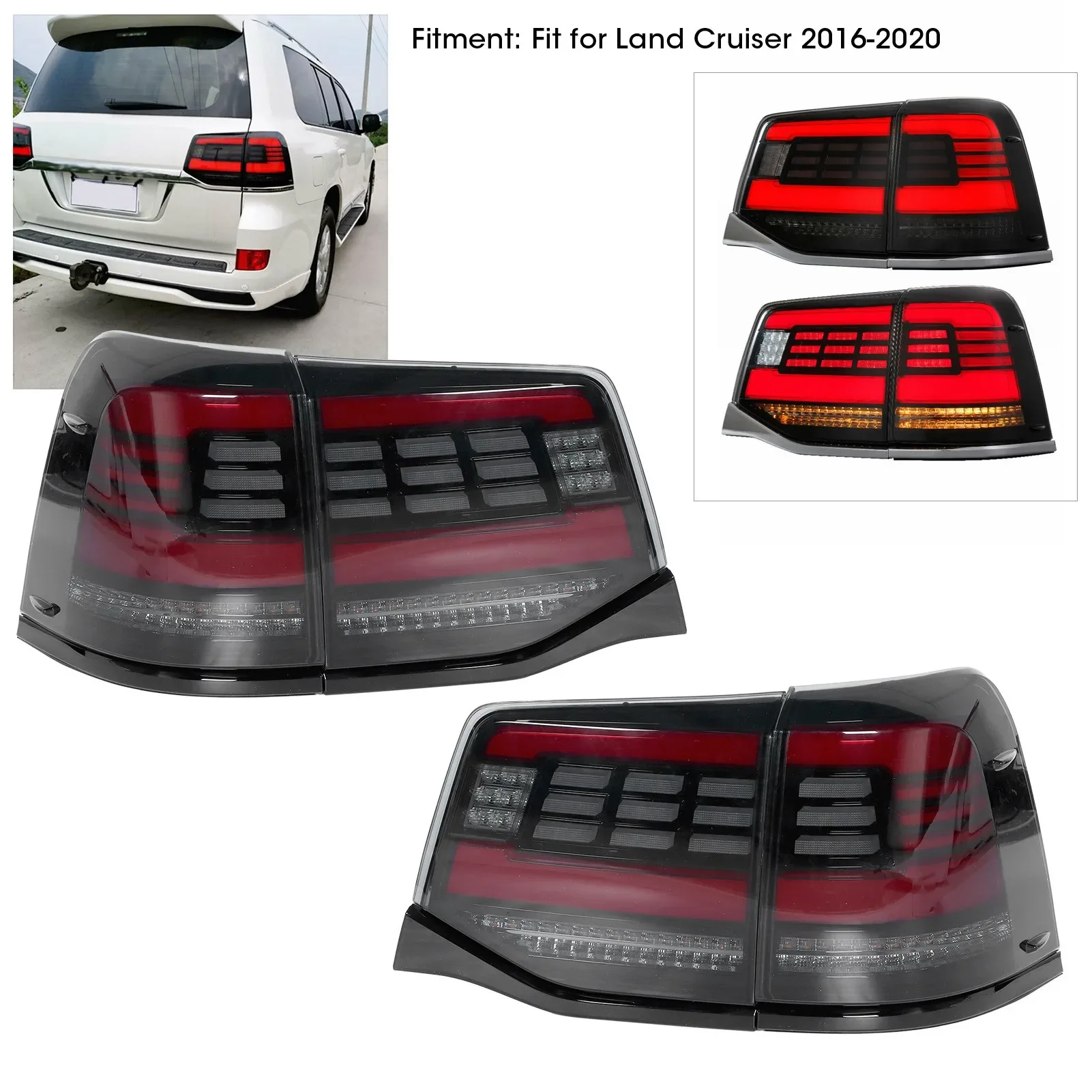 For Toyota Land Cruiser 2016 2017 2018 2019 2020 1 Pair LED Tail Light Lsmp Assembly Refit High Brightness Multifunction