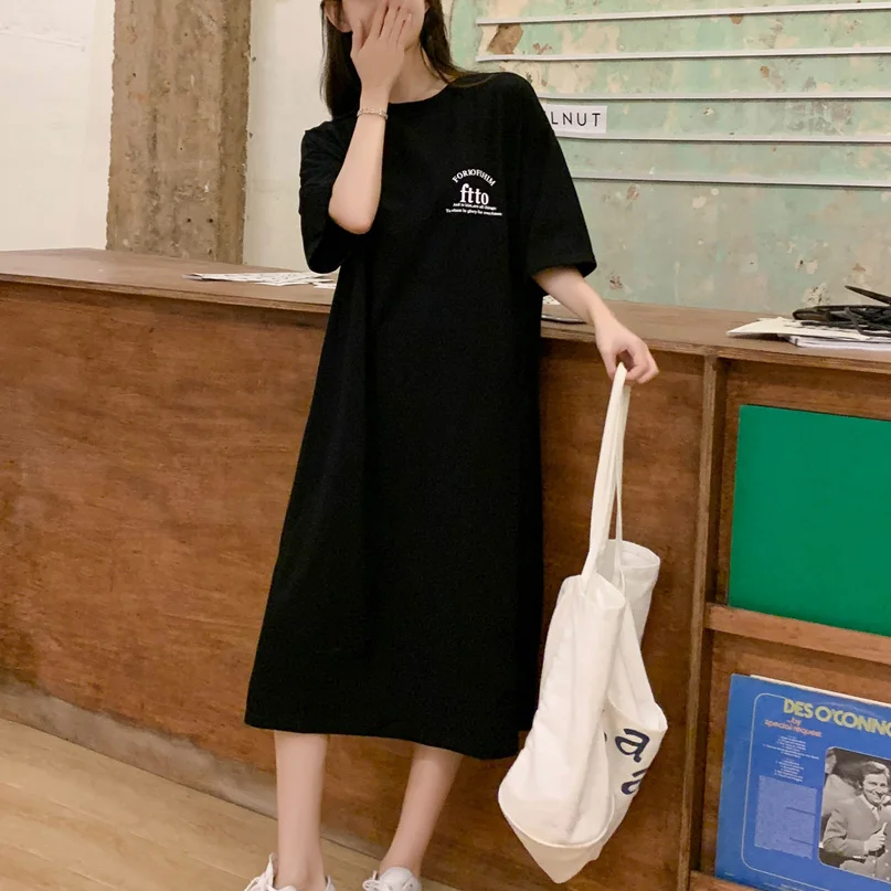 Style Baby 1+1 (2 Piece Set) Summer Women's Lettering Overfit Short Sleeve Dress Op1442