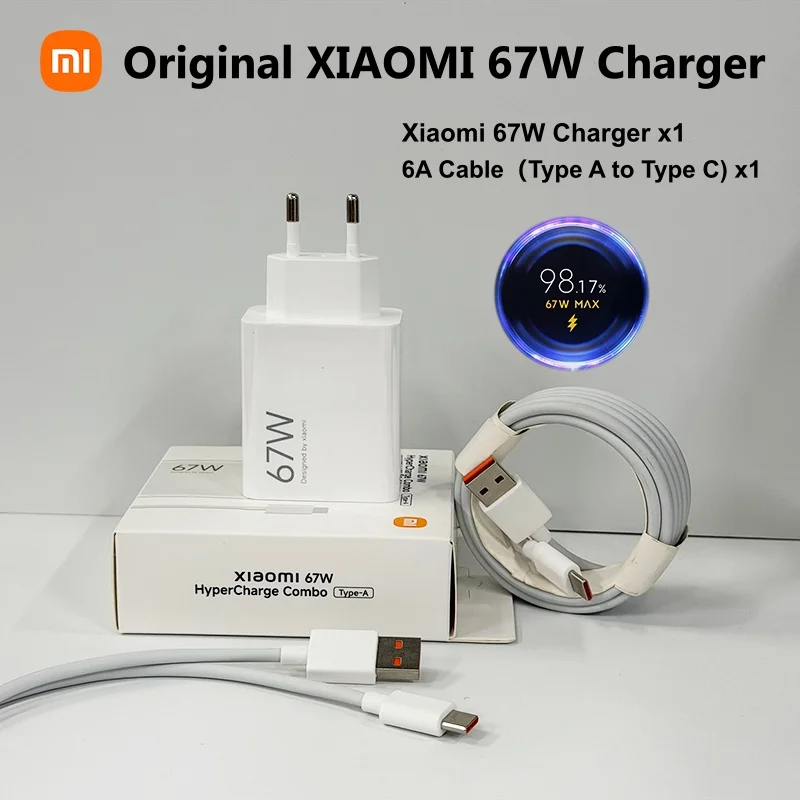 Original Xiaomi 67W Charger Hyper Turbo Charger USB Type C Cable for Xiaomi 18 Fold 17T Redmi Note 17 15 Pro POCO X8 X7 X6 X5 M8