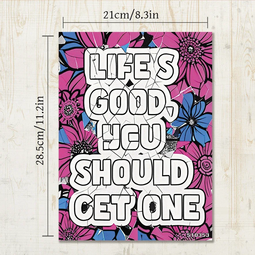 Adult Quotes Coloring Book - 8.3x 11.2 Inch 22 Page Coloring Book - Helps Reduce Stress and Ease Emotions