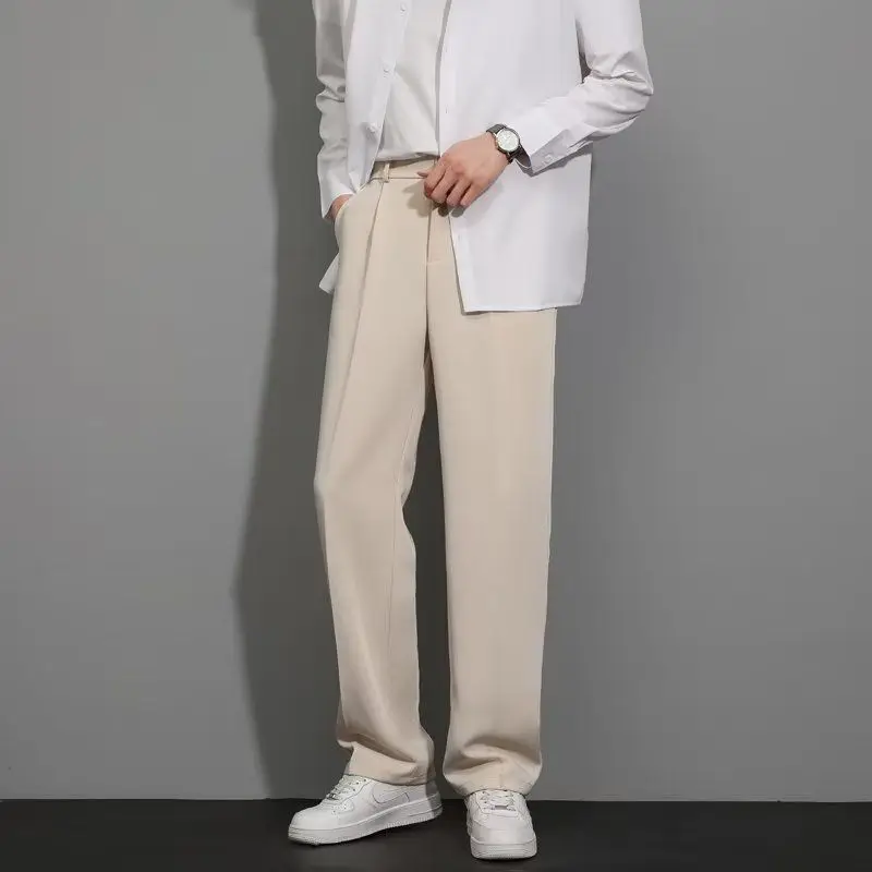 

British Style Spring Autumn New Solid Color High Quality Trousers Men Formal Pants 2023 Loose Business Casual Suit Pants Y416