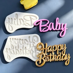 Buon compleanno Stampo in silicone per bambini Sugarcraft Cupcake Stampo da forno Strumenti per decorare torte fondente