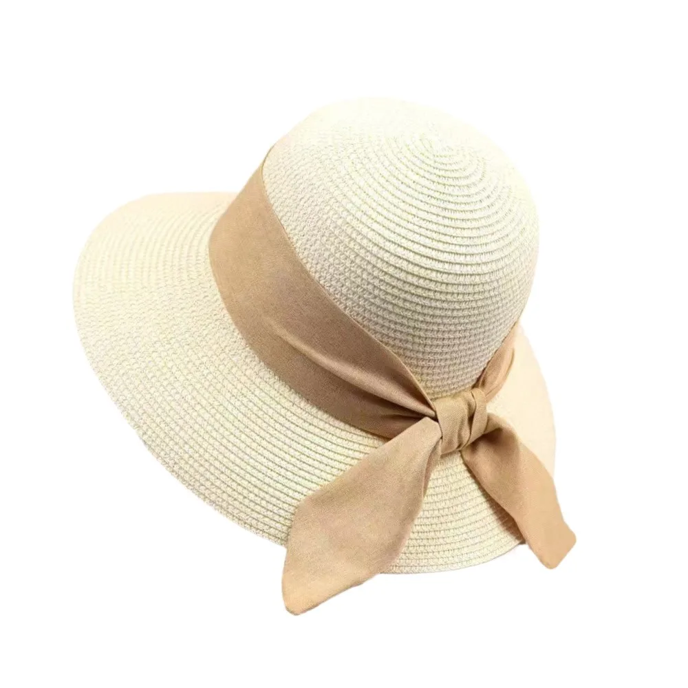 

Fashion Sun Protection Summer Sun Hat Bowknot Travel Beach Cap Casual Breathable Bucket Hat for Women