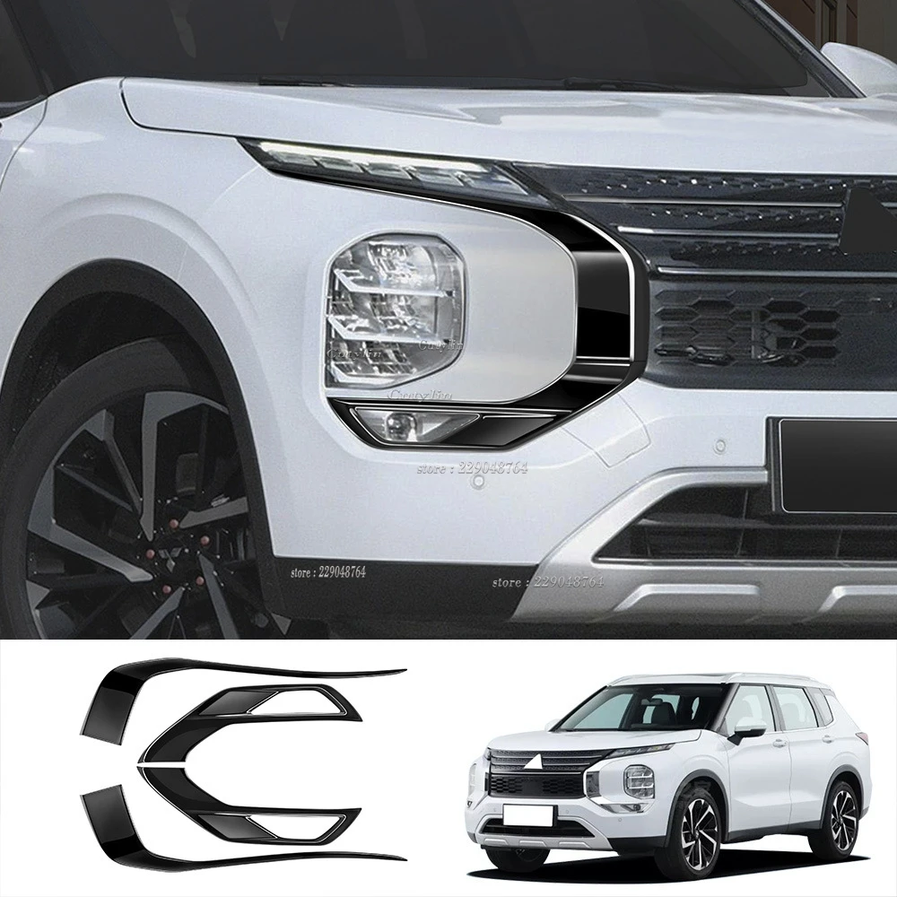 

For Mitsubishi outlander 2022 2023 2024 Front Fog Lights Headlights Cover Head Lamp Racing Grille Stickers Trim Car Accessoriesc