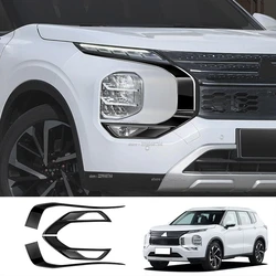 For Mitsubishi outlander 2022 2023 2024 Front Fog Lights Headlights Cover Head Lamp Racing Grille Stickers Trim Car Accessoriesc