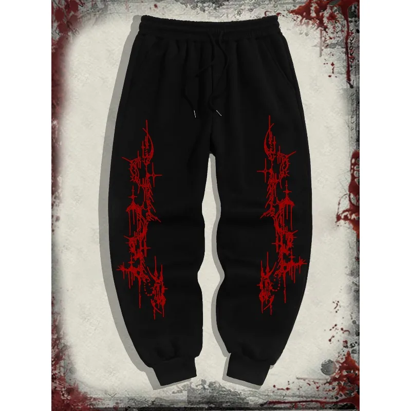 

Gothic Style Men's Casual Sports Jogging Pants, Loose All Season New Unisex Sports Pants