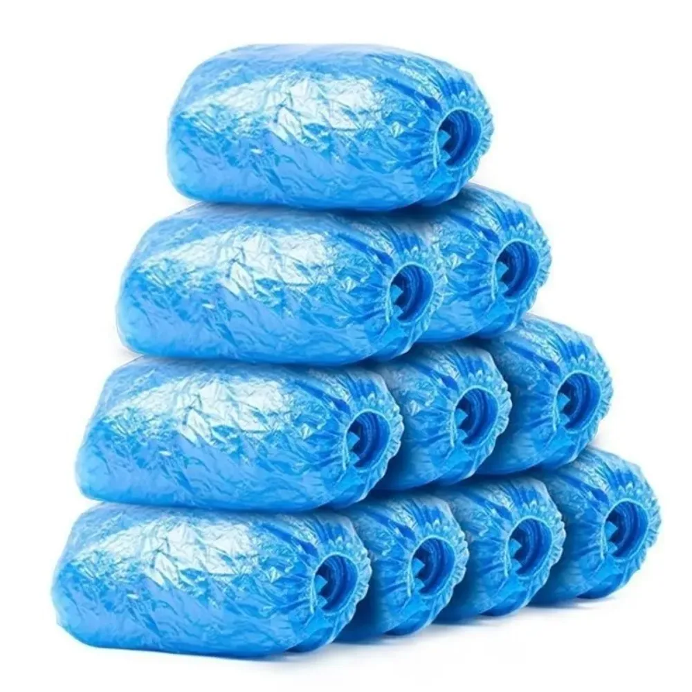 2026 100PCS disposable waterproof shoe cover plastic non-slip foot cover indoor PE padded shoe cover