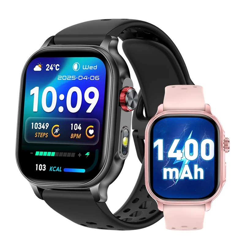 LIGE New Military 1400mAh Battery Smart Watch Men Outdoor Flashlight IP68K Waterproof Heart Rate Bluetooth Call Sports Bracelets