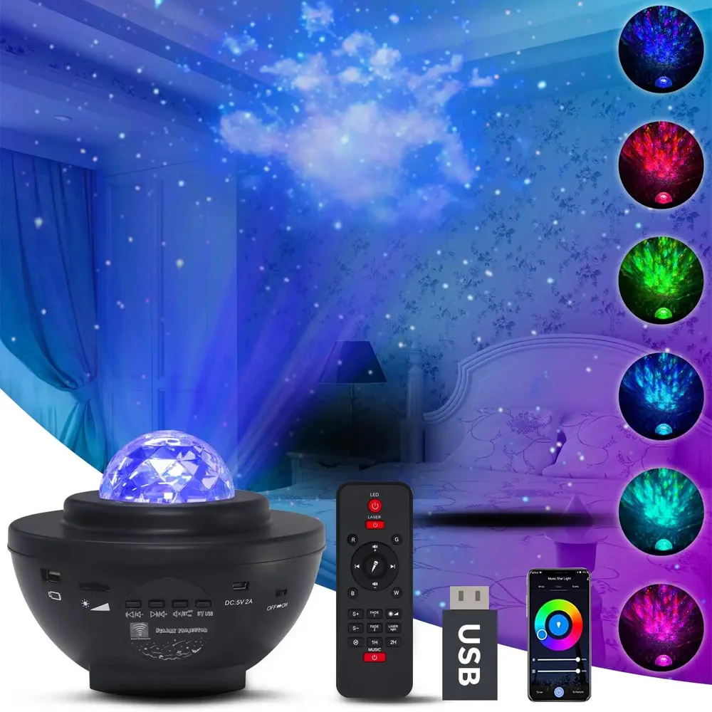 

LED Star Galaxy Projector Starry Sky Night Light Built-in Bluetooth-Speaker For Home Bedroom Decoration Kids Valentine's Daygift