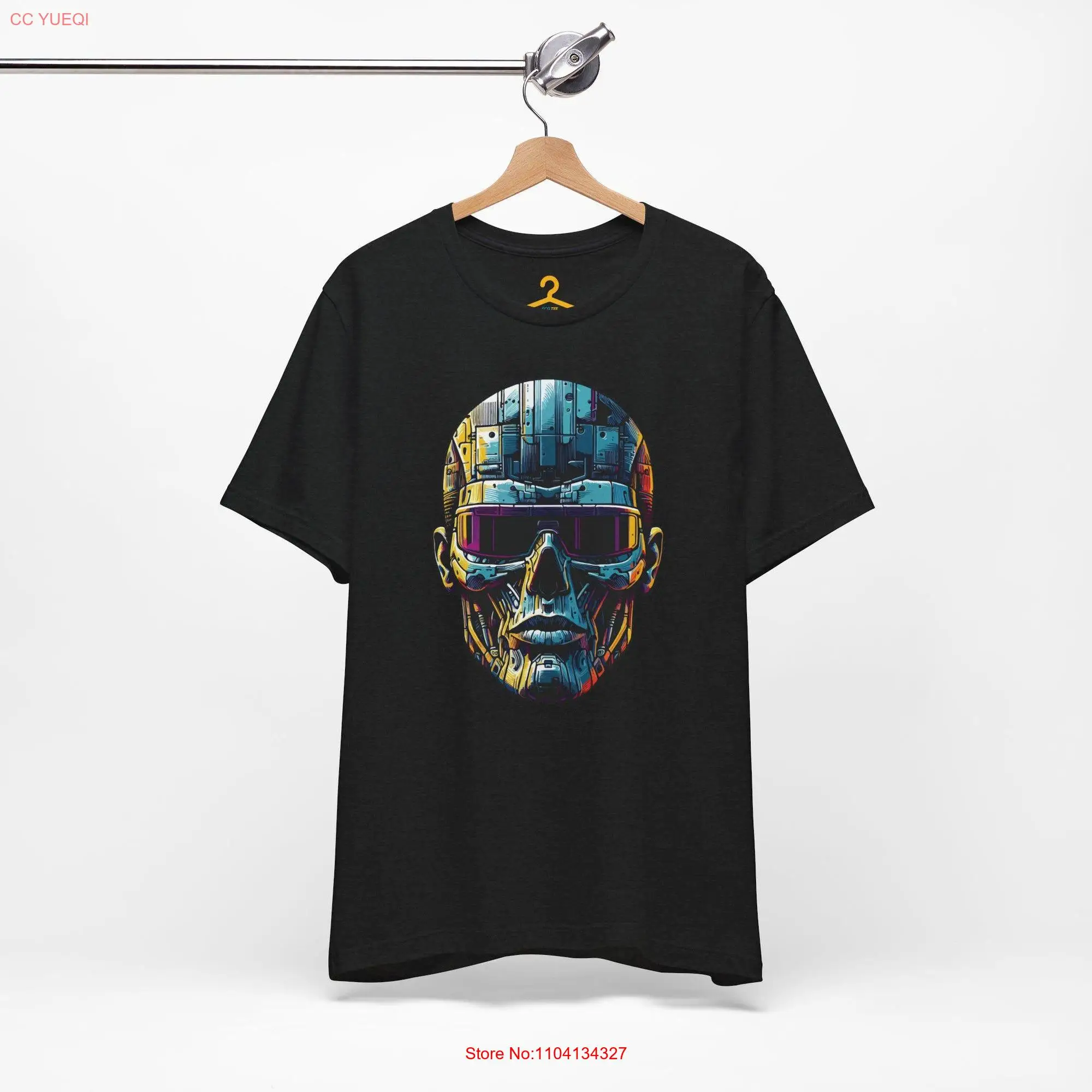 Futuristic Cyber Skull T Shirt Perfect for Sci Fi Fans Bold Fashion Statement High Quality Unique Design Him or Her