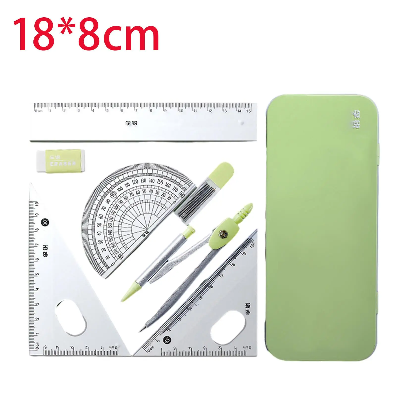 Math Geometry Tool Protractor Reusable 15cm Ruler Drafting Set Portable Compass