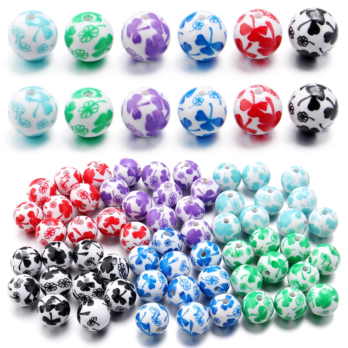 10Pcs/Lot 16mm Round Acrylic Beads 3 Styles Spacer Loose Charm Beads For DIY Crafts Ornament Making Clothing Finding Accessories