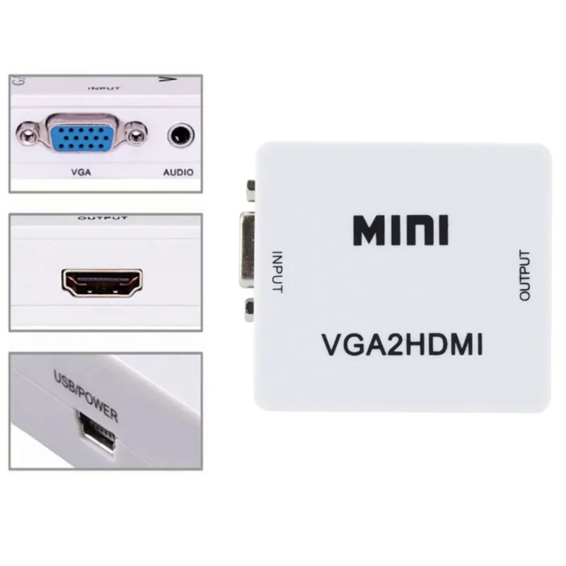 VGA to HDMI-compatible Converter Box 1080P Mini VGA Video Audio Adapter For PC Laptop HDTV Projector VGA2HDMI Adapter