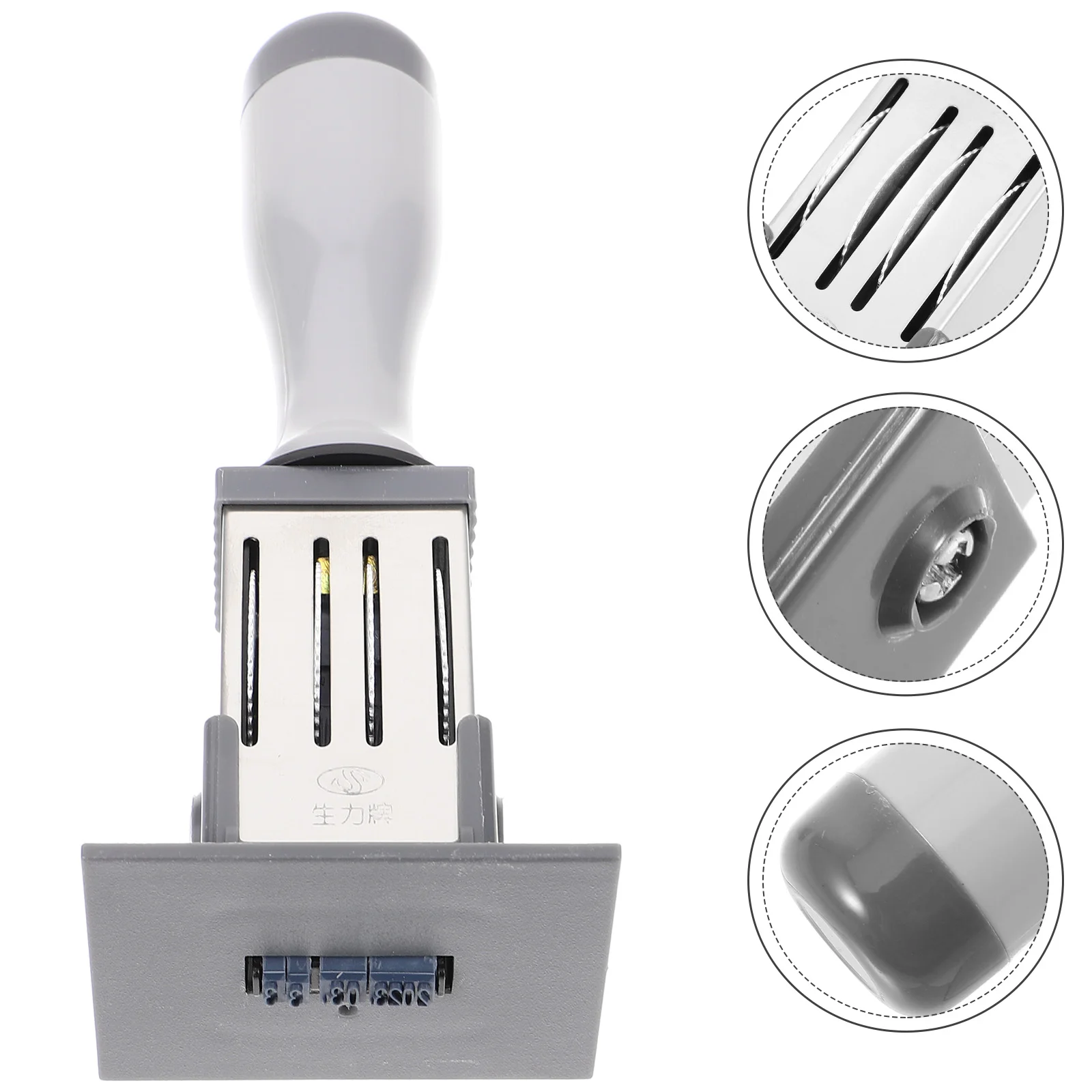 Date Stamp Material Daily Use Handheld Stamper Portable Multipurpose File Accessory Silver Handle Time Office
