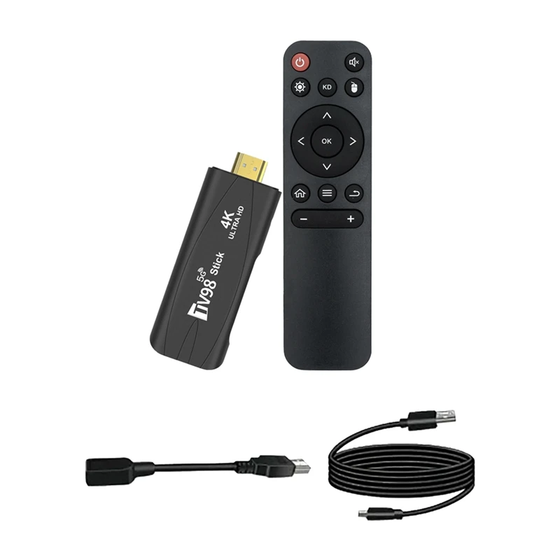 1GB + 8GB TV98 Stick Set-Top Box 4K عالي الوضوح بلوتوث مزدوج 5G واي فاي أندرويد 12، مشغل وسائط متعددة ذكي