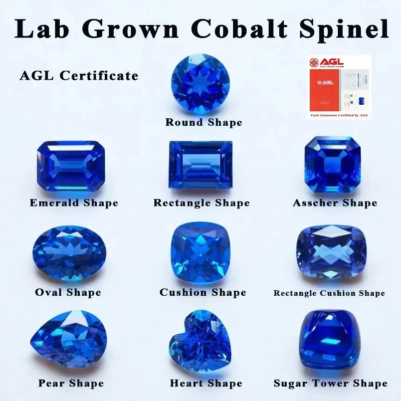 

Выращенная в лаборатории кобальтовая шпинель, драгоценный камень нескольких форм для DIY, кольцо, ожерелье, серьги, основные материалы, выбор сертификата AGL