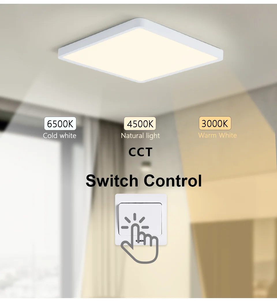 Imagem -05 - Praça Moderna Lâmpada do Teto Led Luz Interior Painel Ultra Fino Sala de Estar Quarto Cozinha 24 cm 24w 36w