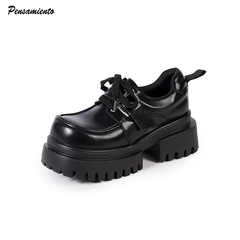 

Весенне-осенние женские лоферы из лакированной кожи в стиле Лолиты, модные студенческие туфли на платформе со шнуровкой и высоким каблуком в готическом стиле для девочек