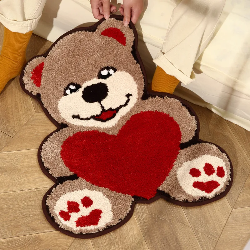 love Bears Rug Tufted Animal Bedroom Rug Bedside Living Room Floor Seat Mat Bath Mat Door Mat Beautiful Home Office Room Decor