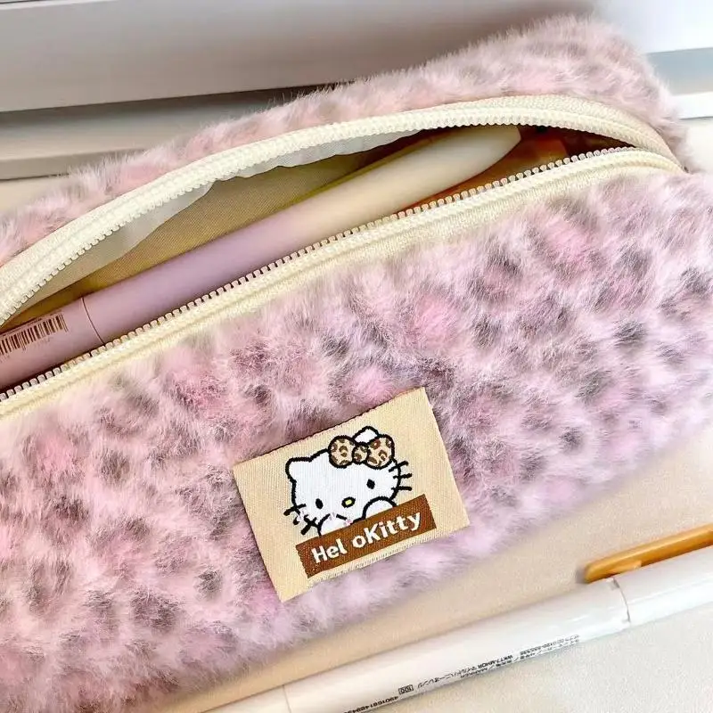 1 stks Hello Kitty Pluche Etui Grote Capaciteit Leuke KT Kat Briefpapier Doos Opbergtas Make-up Tas Anime Gift