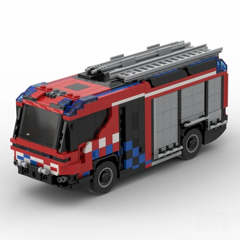 공중 플랫폼이있는 MOC 소방차 빌딩 블록, 구조 미션 모델 키트, 성인 어린이 선물을위한 비상 차량 세트