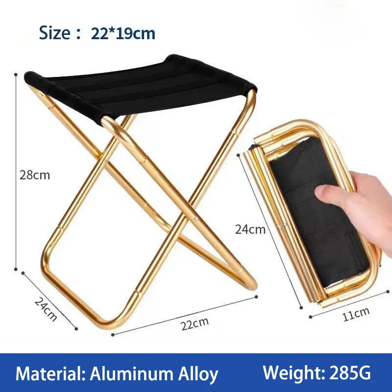 Outdoor Aluminium Alloy Portable Folding Picnic Camping Stool MIni Storage Fishing Chair Ultralight Furniture