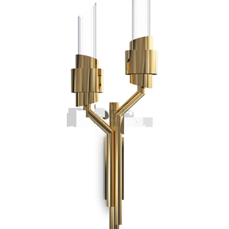 Luxury fashion designer creative stainless steel wall living dining room floor lamp model villa chandelier