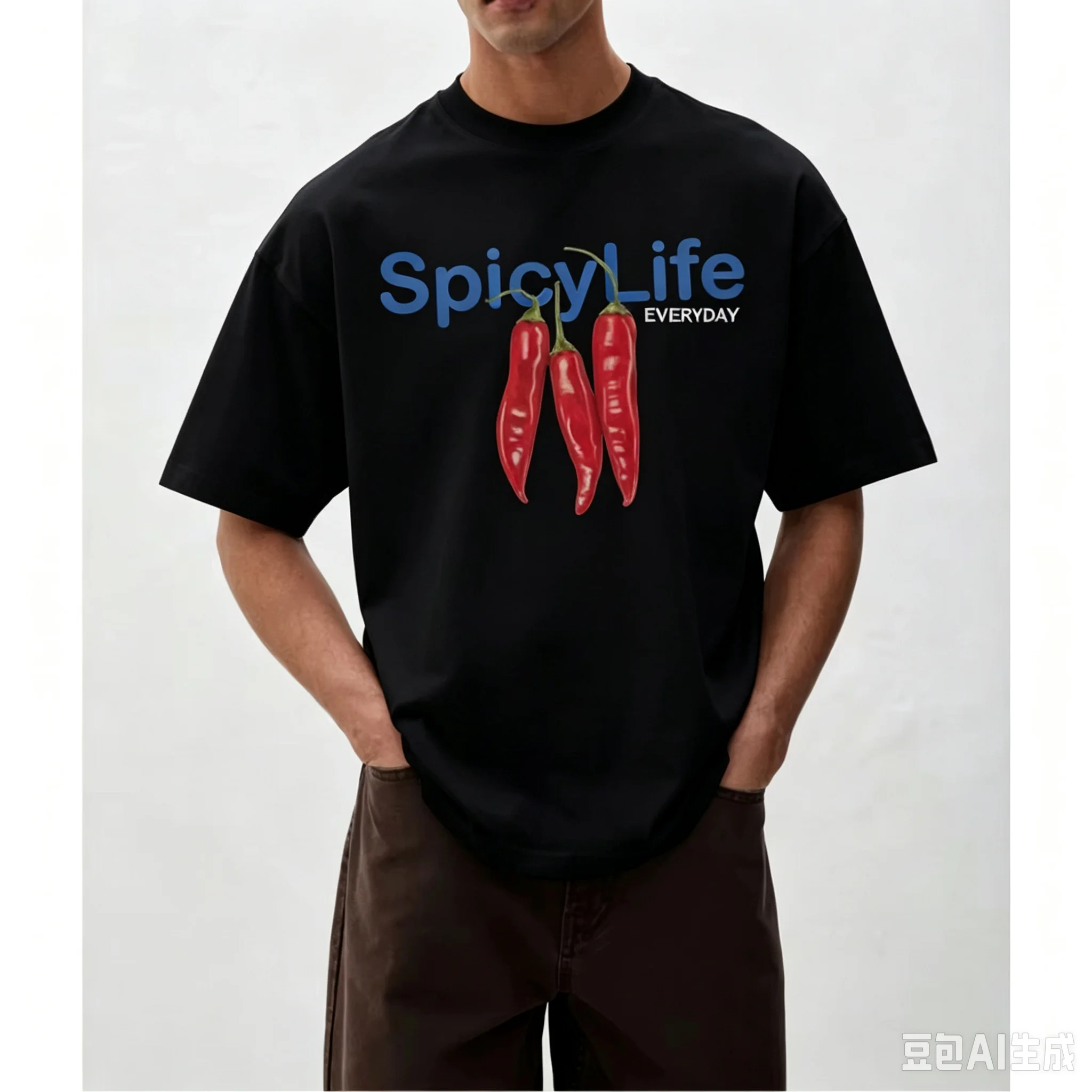 Summer Spicy Life White 2026 Cotton Terry Oversized, Drop Shoulder Printed Round Neck Short Sleeve Oversized Unisex T Shirts Top