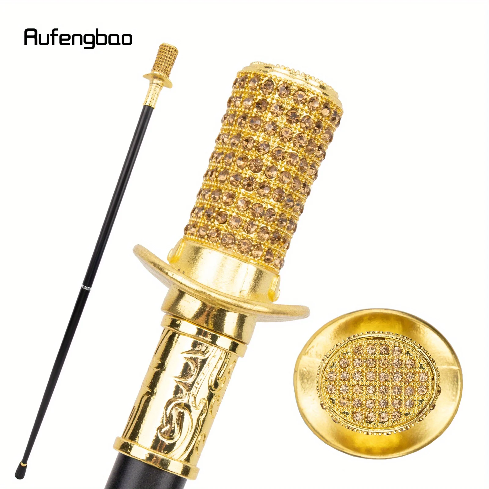 Golden Artificial Diamond Walking Cane  Stage Cane Decorative Stick Decorative Cane  Cosplay And Parties, For Cosplay & Party